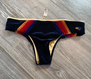 Aviator Nation Navy Velvet 5 stripe Bikini Bottom with like new size small thumbnail 1