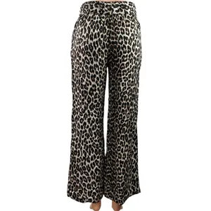 H&M Women's Black Leopard Animal Print High Rise Wide Leg Trousers Pants Size S thumbnail 3
