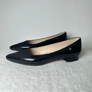NWOB L.K. Bennett London Black Patent Leather Velvet Pointed Toe Loafers thumbnail 2