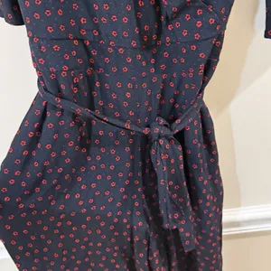 Abercrombie & Fitch Jumpsuit Womens Medium Blue Red Short Sleeve‎ Floral thumbnail 3