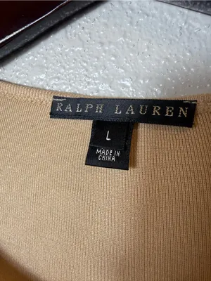 Ralph Lauren Black Label Beige 100% Cotton Crewneck Knit Sweater‎ Women’s Large thumbnail 6
