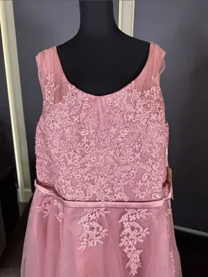 Women’s Pink Lace Short Tulle Prom Party Homecoming Dress Corset Back 24W **READ thumbnail 2