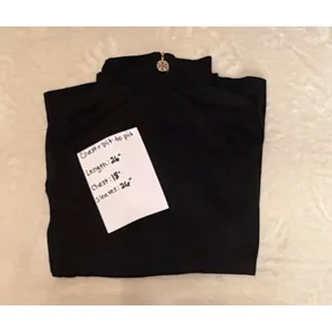 Tory Burch NWOT Black Wool Blend Quarter Zip Logo Medallion Pleated Back Top M thumbnail 3
