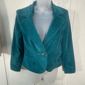 Caslon Women’s Teal Single Button Blazer Size Small Petite EUC thumbnail 2