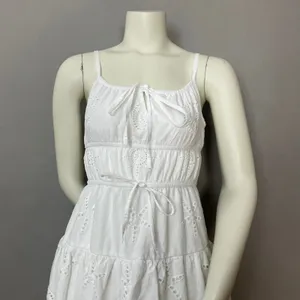 Sim & Sam Eyelet Dress Beachy Seashell Sun Star Nautical White Milkmaid Pockets thumbnail 5