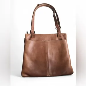 Vintage HOBO INTERNATIONAL - Brown Leather Pocket Crossbody Bag Purse thumbnail 2