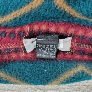 Vtg Aztec Southwest Fleece Shacket Womens Size Sm Red Green Pearl Button Up thumbnail 8