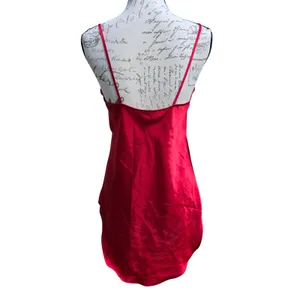 Victoria's Secret Gold Label Vintage Red Satin Lace Trim Chemise Slip Dress S thumbnail 4