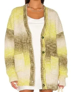 For Love & Lemons Celeste Cardigan Yellow Ombre Chunky Oversized Cardigan size M thumbnail 1