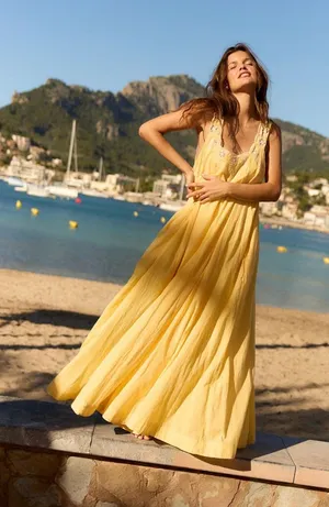 NWT Free People To The Moon Maxi Dress Flowy Boho Sleeveless XS MSRP $168 thumbnail 1