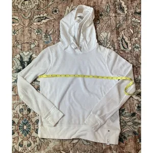 Ralph Lauren LRL Sweater Womens Large White Pullover Hoodie Thermal Waffle Knit thumbnail 3