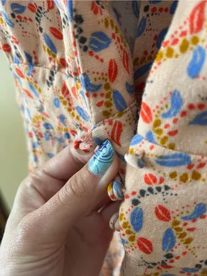Free People Blush Pink Floral Print Romper with Blue & Red Accents thumbnail 7