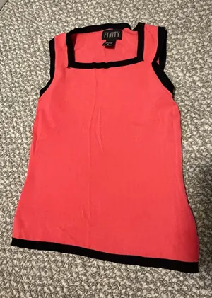 Finity Coral Sleeveless Tank with Black Trim - Medium thumbnail 1