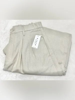Risen Jeans Linen Blend Wide-Leg Pleated Trouser Pants Size Medium thumbnail 10