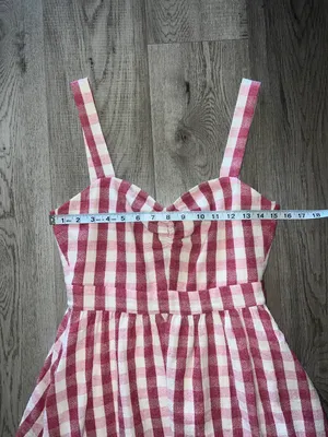 ZARA Red Gingham Checkered Sweetheart Dress Size M thumbnail 7
