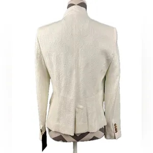 NWT - Zara Ivory Floral Jacquard Textured Blazer - Size M thumbnail 8