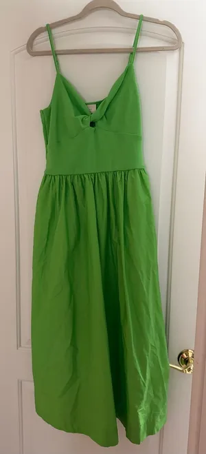 Bright green front tie midi dress NWT thumbnail 1
