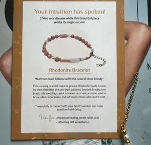 Rhodonite Bracelet with Gold Accents adjustable natural stones BNWT thumbnail 3