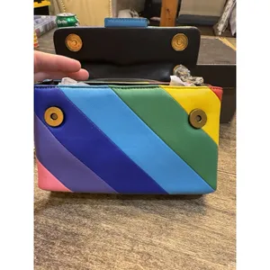 Kurt Geiger London Mini Kensington Bag Stripped Rainbow Eagle Chain Leather thumbnail 9