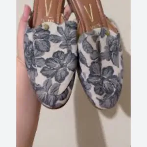 Vince Cream and Blue Floral Mules thumbnail 2