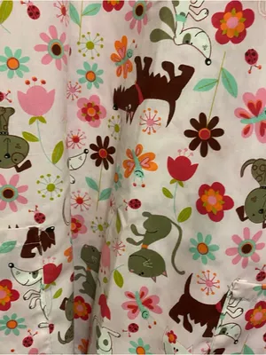 Just Love Womens Scrubs Scrub Top Shirt XL 44” Pink Dogs Cats Print Vet Groomer thumbnail 5