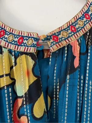 Anthropologie Verb Eulalia Shimmer Tunic Dress Hawaiian Blue Boho Cocktail Dress thumbnail 9