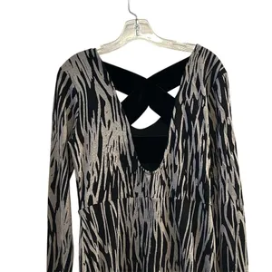 BCBGeneration Zebra Print Dress Black Velvet‎ Trim Size M thumbnail 8