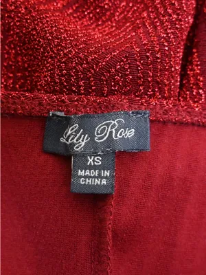 Lily Rose Women's XS Red Shimmer Knotted Side Wrap Fitted Cocktail Dress thumbnail 8