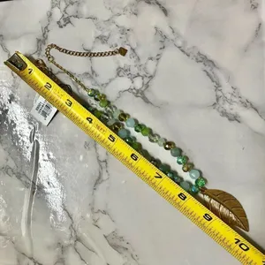 Cookie Lee green glass bead crystal leaf pendant necklace thumbnail 10