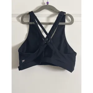 Fabletics‎ Black Strappy Back Crossover V Faux Wrap Cutout Sports Bra XS thumbnail 3