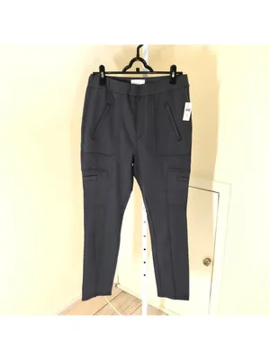 Anthropologie NWT Women's Gray Cropped Pull On Utility Pants Size M thumbnail 2