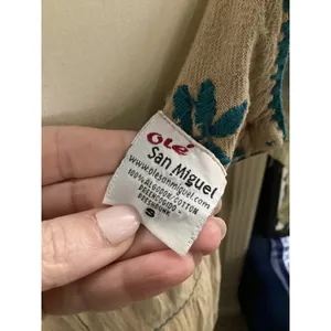 Ole San Miguel Tan Cotton Gauze Embroidered Tiered Maxi Dress Small Blue Floral thumbnail 5