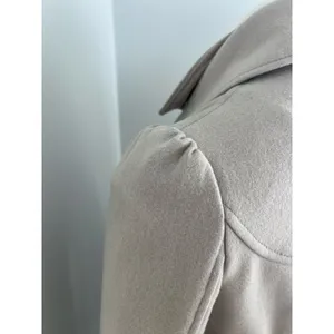 Anthropologie Elevenses Master Car Beige Tan Wool Blend Puff Sleeve Peacoat 4 thumbnail 5