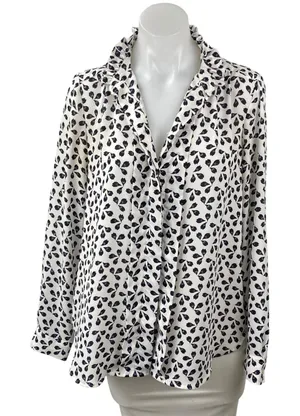 Ann Taylor Women's Floral Collared Long Sleeve Button Down Shirt Blouse Top Sz S thumbnail 1