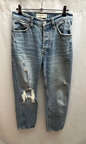 Abercrombie & Fitch The Dad High Rise Distressed Jeans Women’s 26 2S Light Wash thumbnail 1