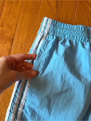 Adidas Originals 3-Stripes Nylon Track Shorts Sky Baby Blue Trefoil Extra Small thumbnail 2