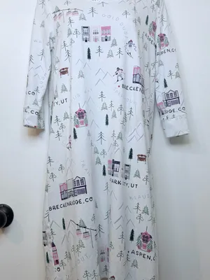 Soma XS Ski Town Nightgown Dress Aspen Vail Breckenridge Park City 3/4 Sleeve thumbnail 5