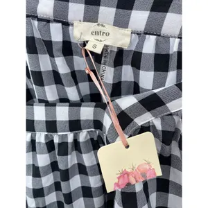 Entro Black and Off White‎ Gingham Print Woven Top NWT Small Checker 3/4 Sleeve thumbnail 8
