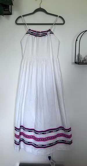Club Monaco Haldys White w/ Stripe Sleeveless Midi Sun Dress Size 4 thumbnail 1