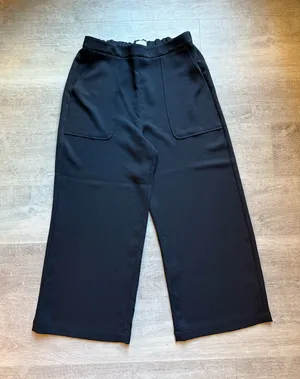 Wilfred Aritzia Wide Leg High Rise Front Pockets Elastic Waist Black Pants Sz M thumbnail 1