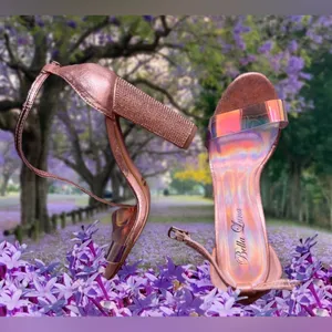 Bella Luna STAN Nude Champagne Bright Rhinestone Chunky Platform Mary Jane Heels thumbnail 3