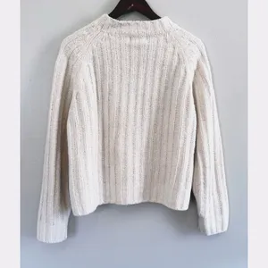 Alpine Design Women's‎ Cream Ribbed Chenille Mock Neck Raglan Sweater Size Med thumbnail 2