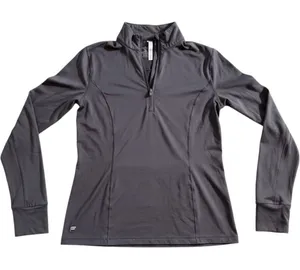 Fabletics Womens Quarter Zip Pullover Long Sleeve‎ Mock Neck Dark Gray Size S thumbnail 1