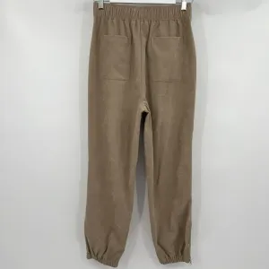 Zara High Rise Waist Jogger Pants Women's Size Small Ankle Zipper Beige Pull On‎ thumbnail 5