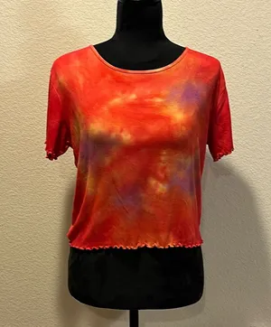 Wild Fable Red Tie-Dye Ribbed Shirt thumbnail 1