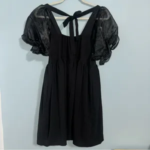 Entro Black Dress With Pockets Puffy Shoulder Small thumbnail 3