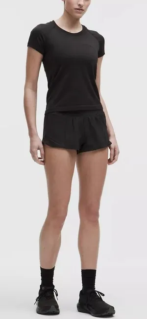 Lululemon Womens Hotty Hot Black Shorts Size 14 Activewear Running Walking 2" In thumbnail 1