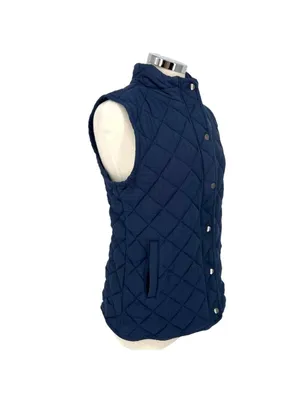 Market & Spruce Diamond Quilted Vest Navy Blue Size Small NWT Classic Preppy thumbnail 4