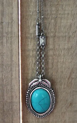 AEO Turquoise Stone Necklace Pendant Deco Chain thumbnail 4