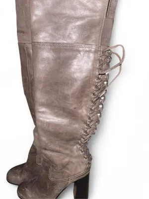 Vince Camuto Women's Knee-High Lace-Up Leather Boots Gray thumbnail 6